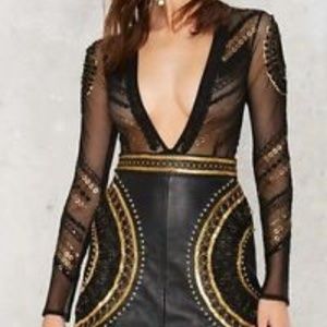 FOUND Nasty Gal Salma Embellished Bodysuit Sz M/L